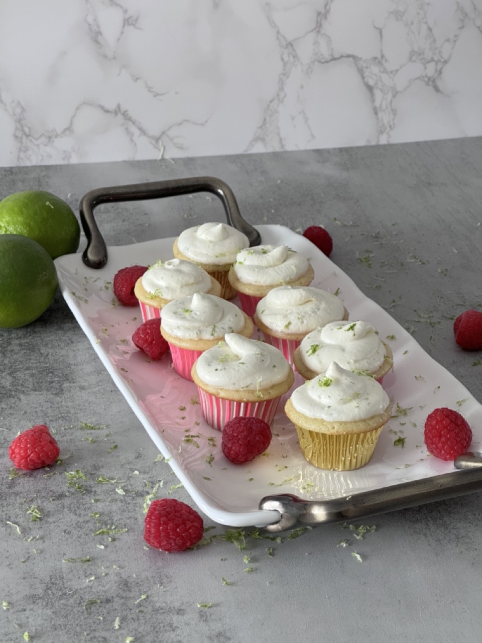 The Best Lime Cupcakes filled with Raspberry